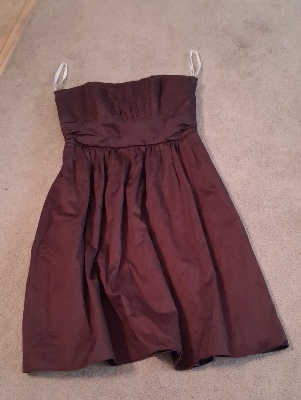 David's Bridal Strapless Brown Cocktail Dress